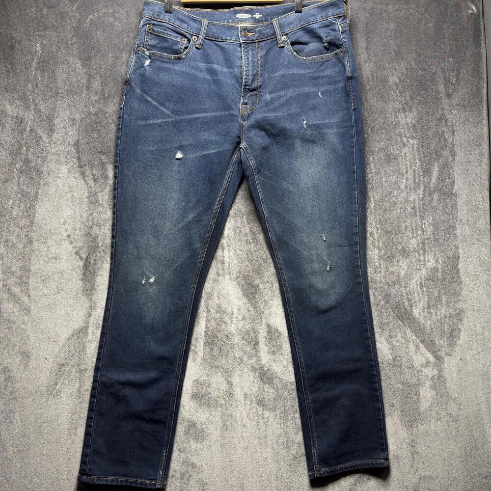 Old Navy Jeans Mens 36x32 Blue Medium Wash Slim Straight Built-In Tough 24/7